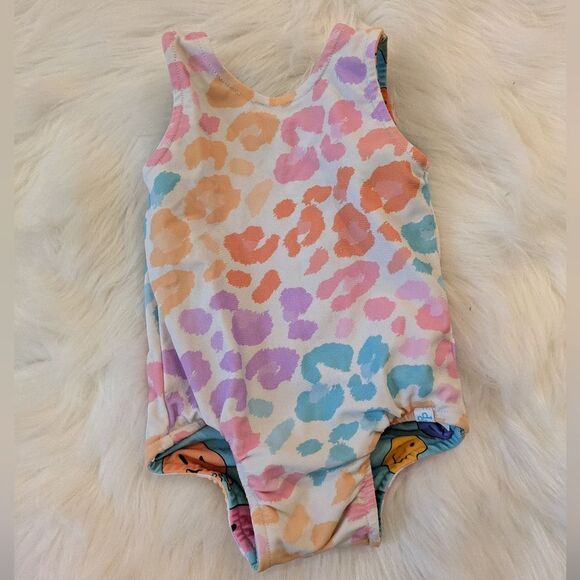 Posh Peanut Mina Swimsuit Reversible Tyler Minette Stretchy Lotard Leopard 6-12 - Picture 1 of 6